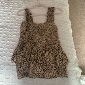 VERSONA Cheetah Peplum Top